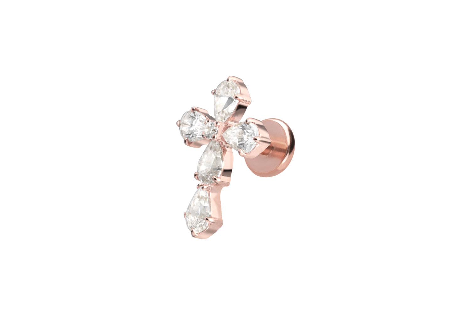 Titan Labret Piercing mit Push Fit KRISTALLKREUZ